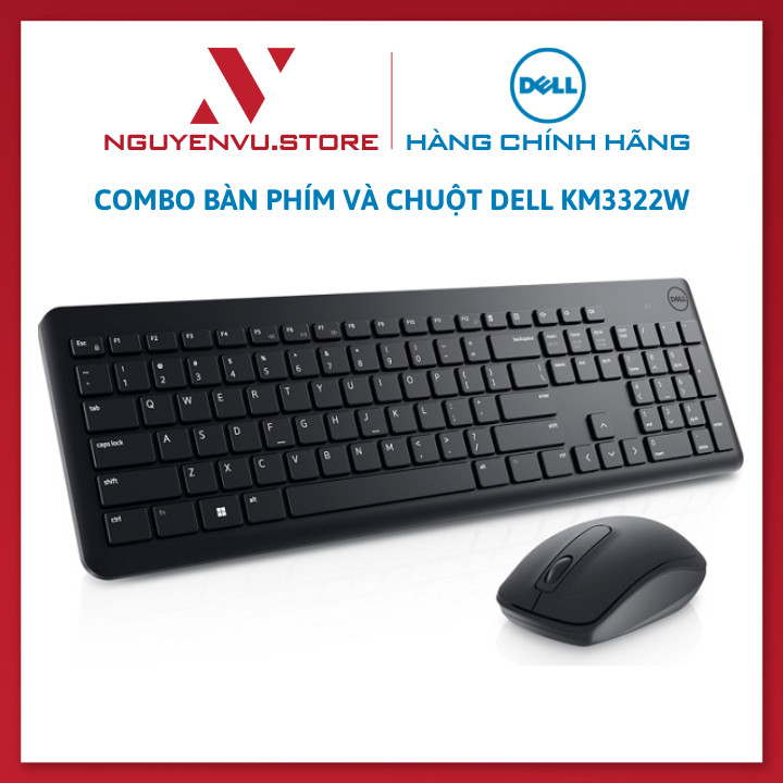 Bộ bàn phím chuột không dây Dell KM3322W - Hàng Chính Hãng