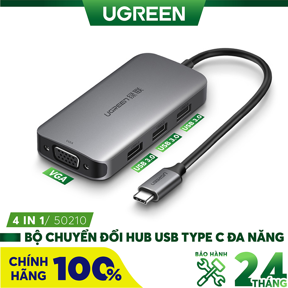 Cáp usb type c to vga, hub usb 3.0 cao cấp ugreen 50210 - hàng chính hãng