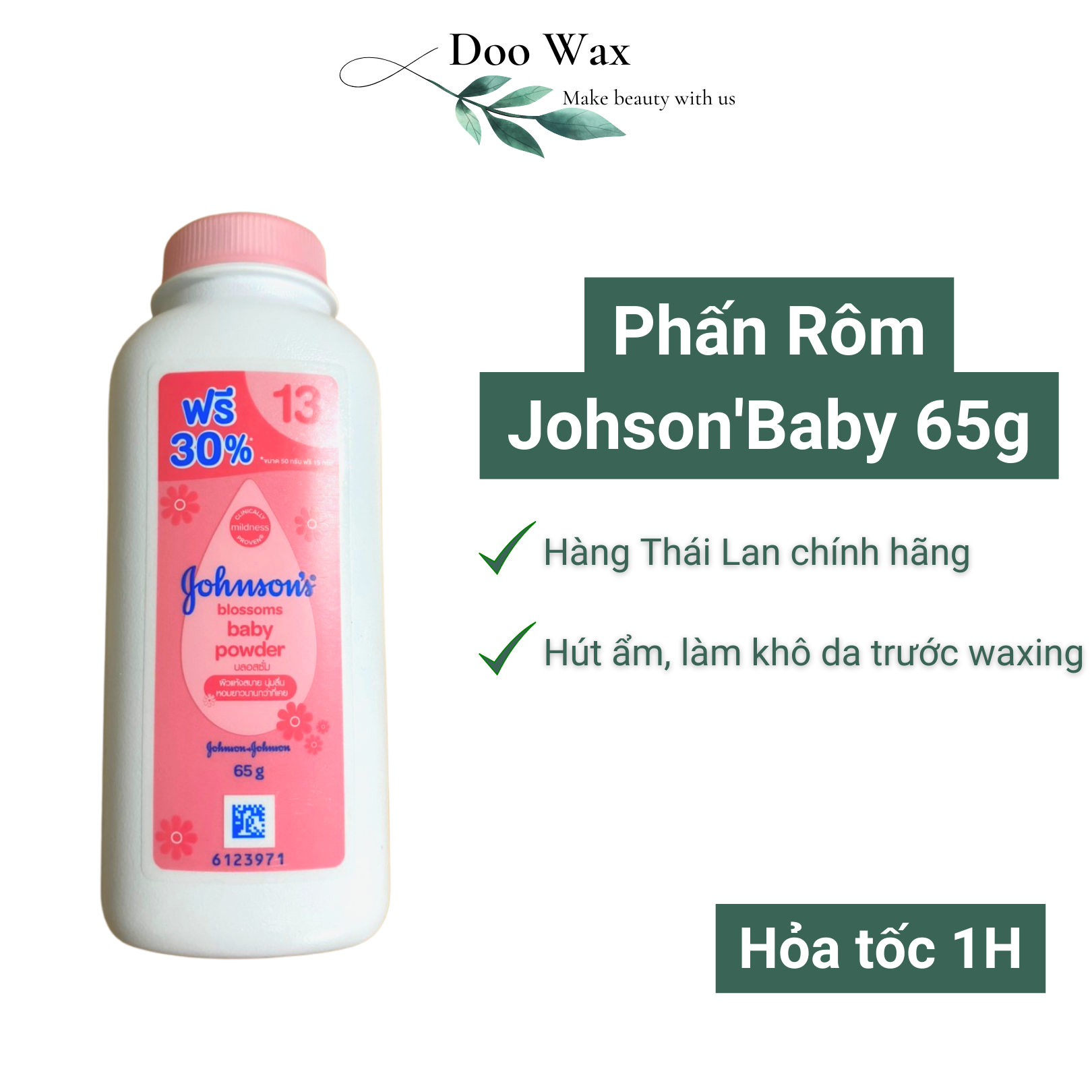 Phấn rôm Johsonbaby 65g sử dụng trước khi wax lông kiểm soát dầu giúp da khô thoáng nhập khẩu Thái Lan