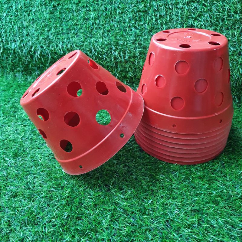 Chậu nhựa giả đất f17,chậu trồng lan,giỏ treo lan