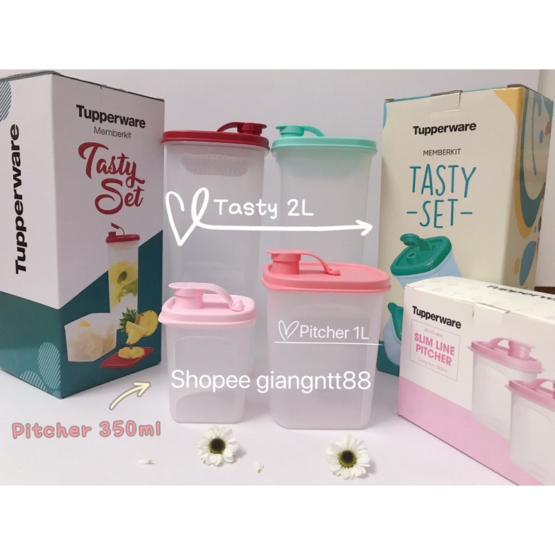 Memberkit Tasty Set/ Slim line Pitcher 1L/ 350ml Tupperware