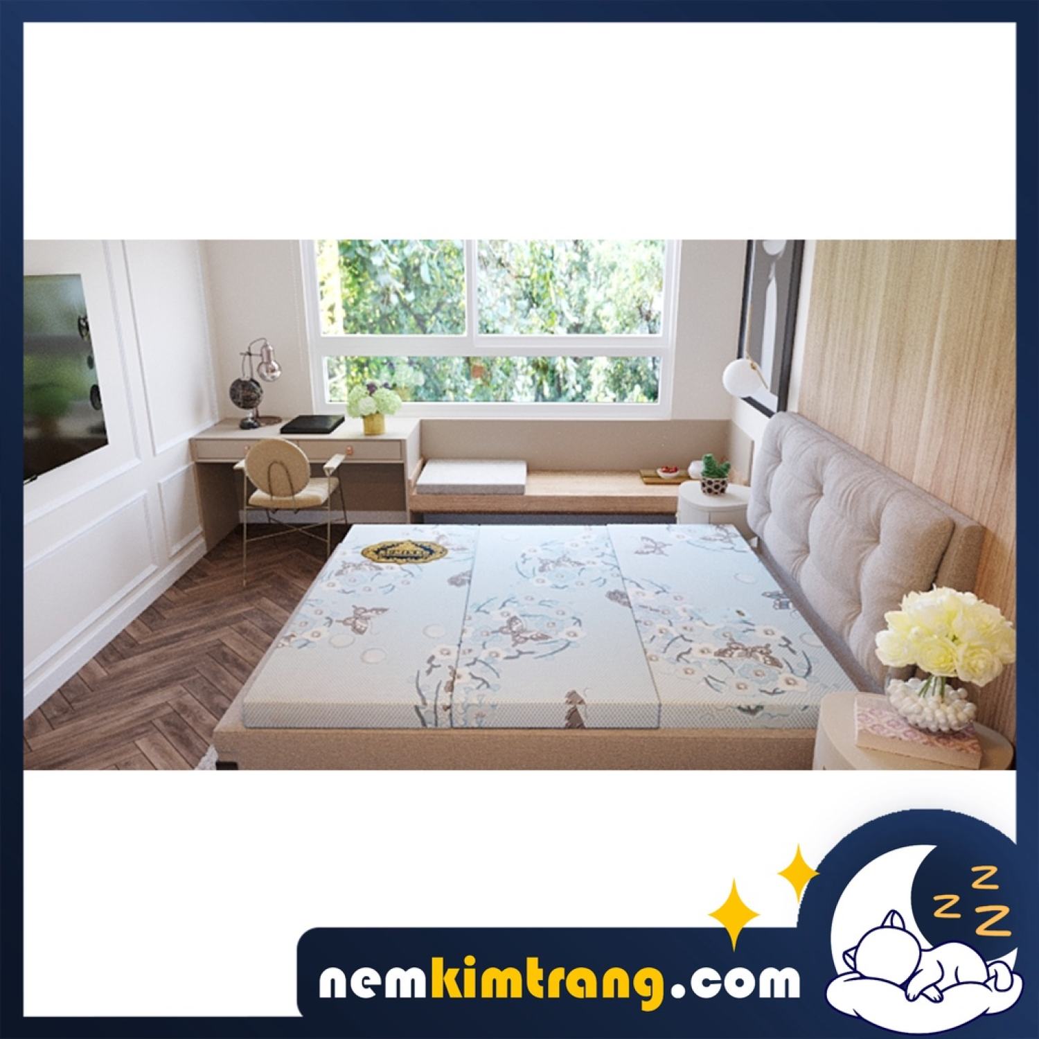 Nệm foam gấp 3 eumixed kim cương - chính hãng, bảo hành 08 năm