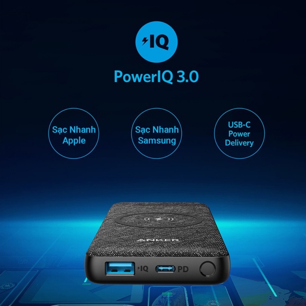Sạc dự phòng không dây anker a1617 powercore iii 10000mah - fullbox