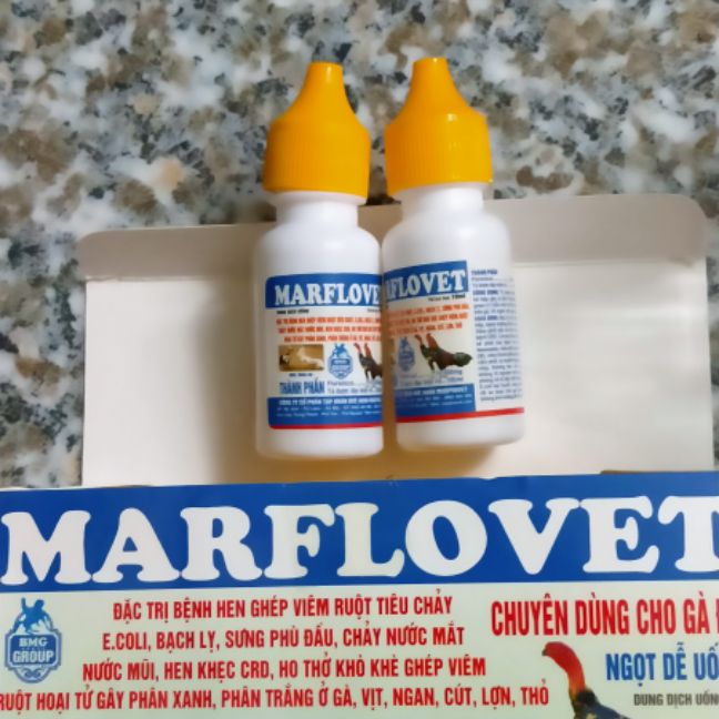 gà hen khẹc ghép tiêu chảy ecoli, chảy mũi nước mắt/ 2 lọ marflovet 10ml