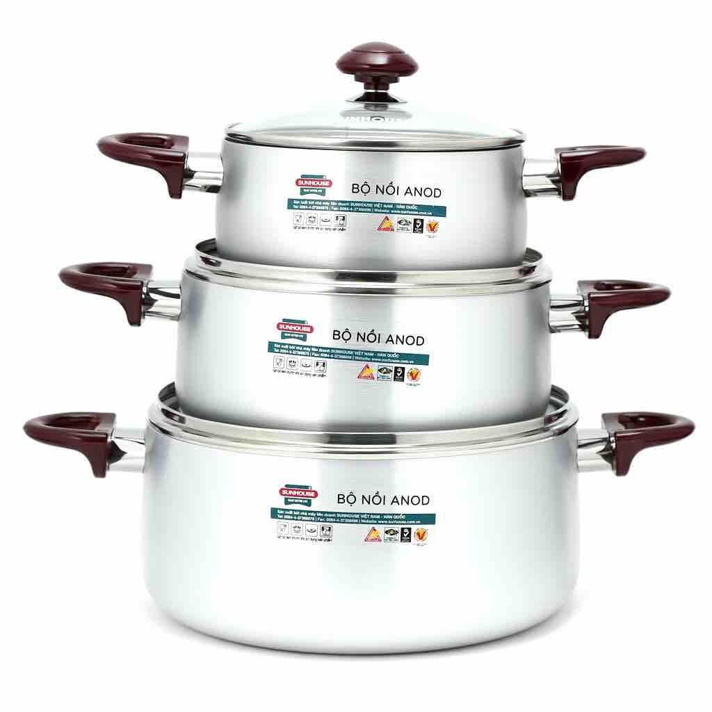 Bộ 3 nồi  anod Sunhouse SH 8833 QT