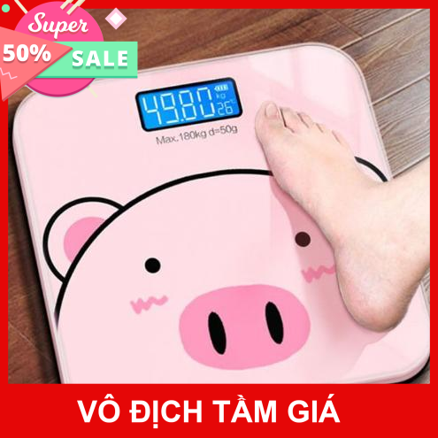 [ SALE LỚN VÔ ĐỊCH ] CÂN SỨC KHỎE ĐIỆN TỬ THÔNG MINH HÌNH HEO CỰC HOT - CÂN GIA ĐÌNH DÙNG PIN LOẠI XỊN MÀN HÌNH LCD HIỂN THỊ CHÍNH XÁC CÂN NẶNG VÀ NHIỆT ĐỘ PHÒNG