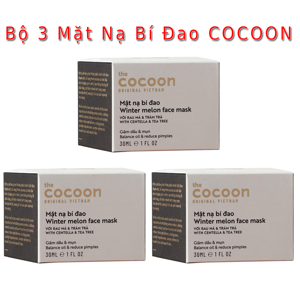 Bộ 3 Hộp Mặt Nạ Bí Đao Giảm Mụn Cocoon (30ml x3)