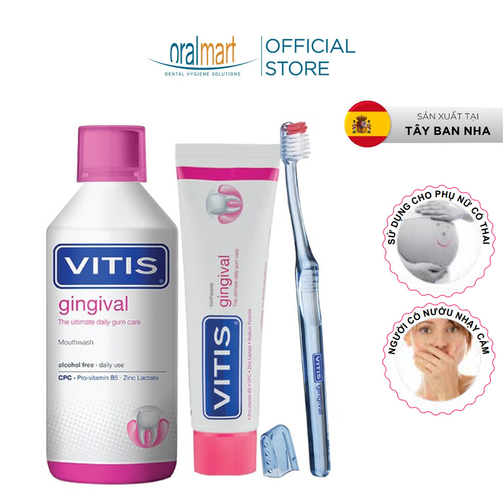Bộ chăm sóc răng miệng dành cho nướu nhạy cảm Vitis Gingival Mixed Pack