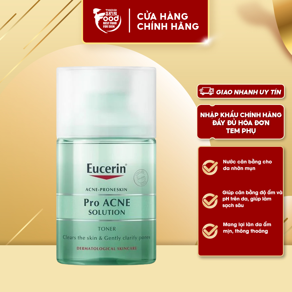 Nước cân bằng dành cho da dầu mụn eucerin acne-prone skin pro acne solution toner 100ml