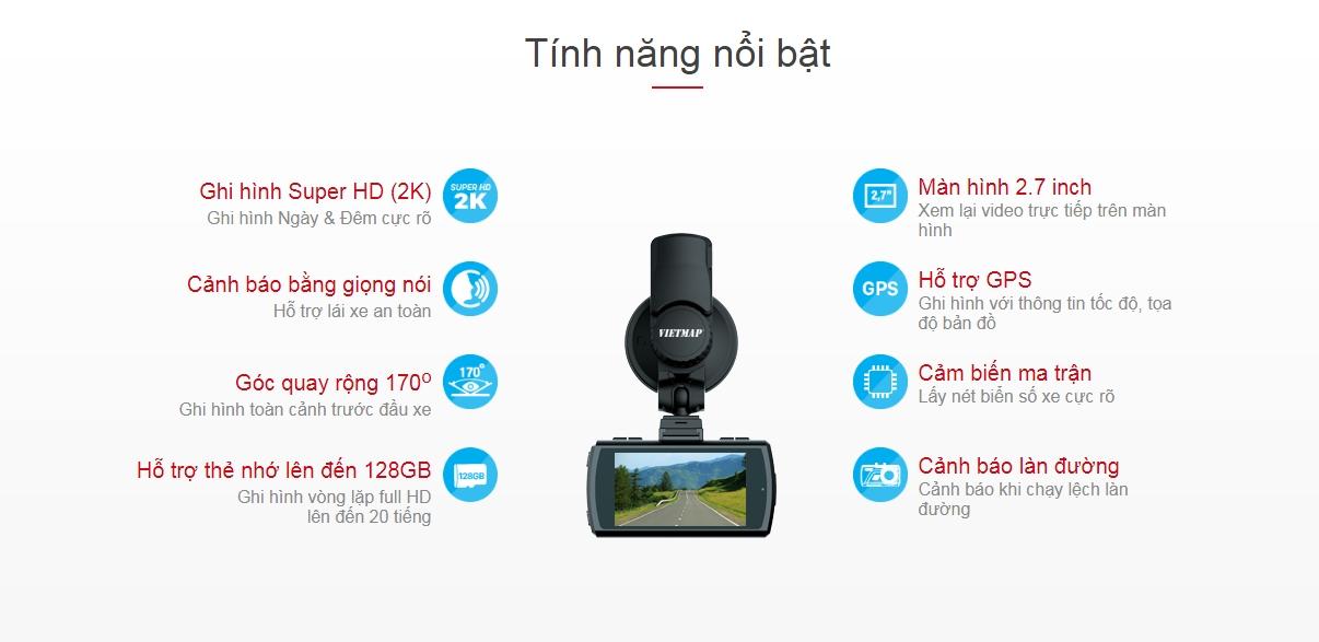 Camera hành trình oto - xe hơi vietmap k9s quan sát ngày và đêm