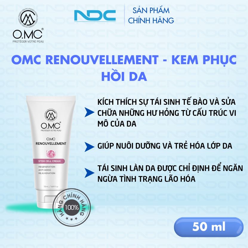 Kem dưỡng phục hồi da omc renouvellement - phục hồi da mỏng yếu - da sau phi kim - laser