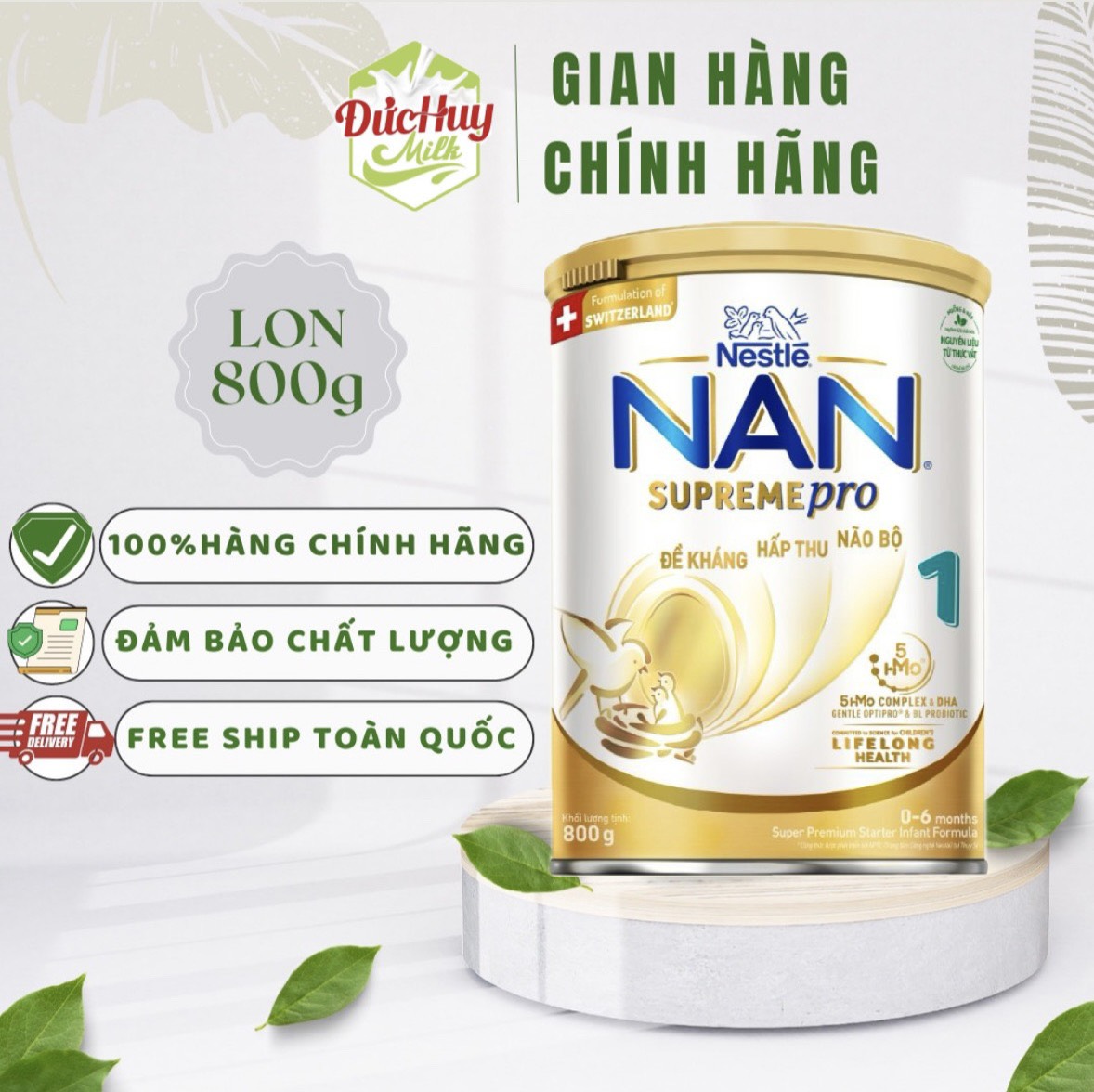 Sữa bột nan supreme 1 5hmo 800g mới