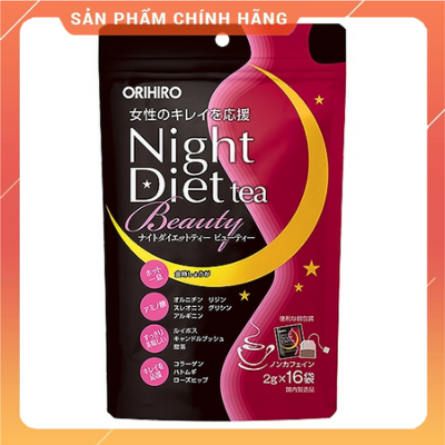 Trà giảm cân và đẹp da ban đêm night diet tea orihiro - hàng nội địa nhật trà giảm cân night diet tea gói màu hồng, trà đẹp da, trà chống lão hóa da