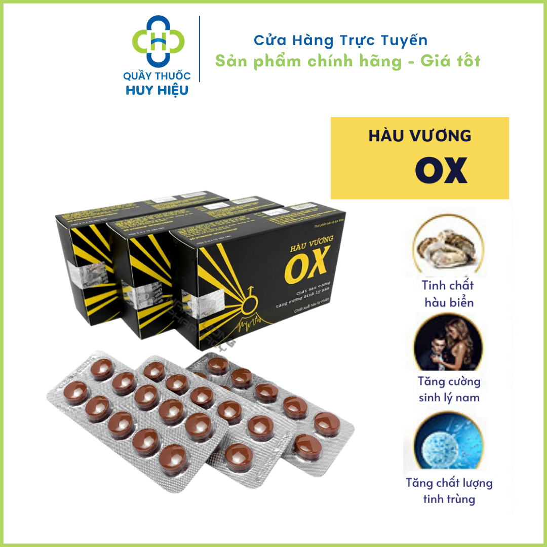 Hàu vương OX plus - Tăng cường sinh lý nam giới,tăng chất lượng tinh trùng,Cải thiện xuất tinh sớm, yếu sinh lý-Hộp 30v