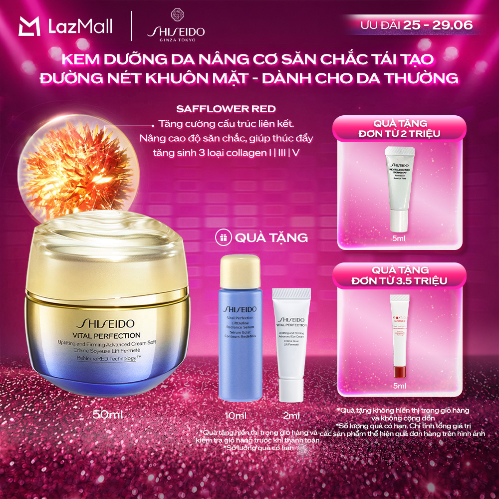 Kem dưỡng nâng cơ săn chắc ngăn ngừa lão hóa da Shiseido Vital Perfection Uplifting and Firming Advanced Cream Soft 50ml