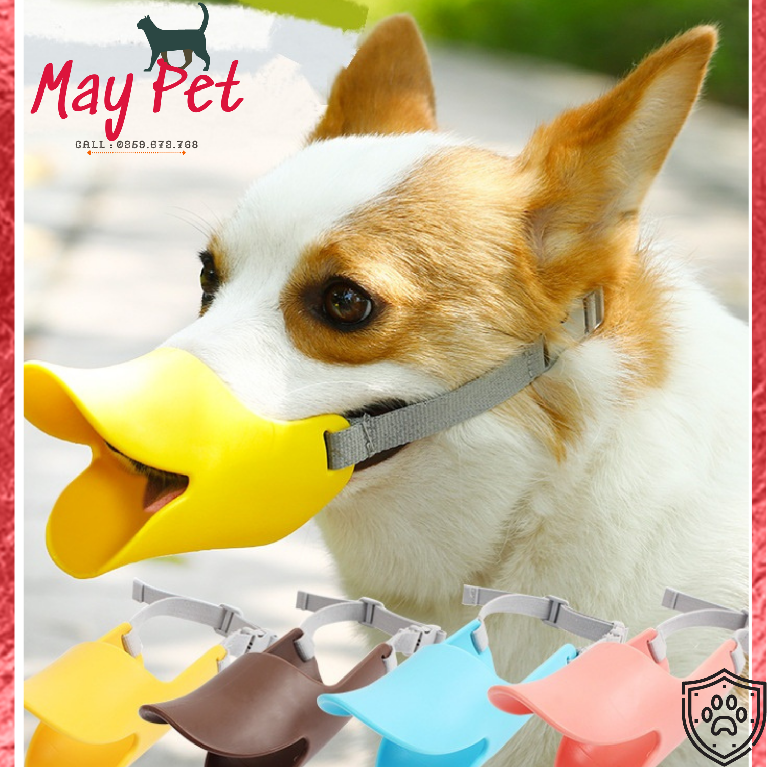 Rọ mõm chó hình mỏ vịt nhiều màu sắc, chất liệu TPR an toàn cho thú cưng - MayPet