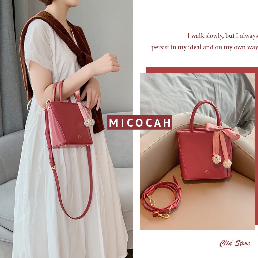 Túi xách nữ - Túi xách nữ Micocah kèm nơ điệu đà, đi chơi dự tiệc du lịch kiểu dáng độc đáo MSP: 461