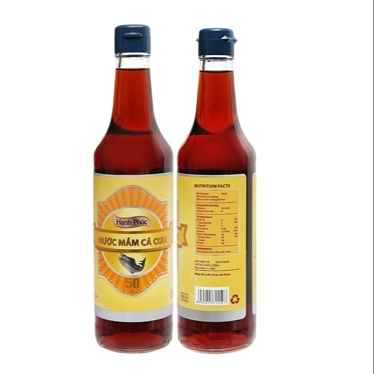 (THÙNG XỐP Combo 02 Chai 500ml) Nước mắm Hạnh Phúc 50 độ đạm Chai 500ml - Nước mắm cá cơm từ Phú Quốc