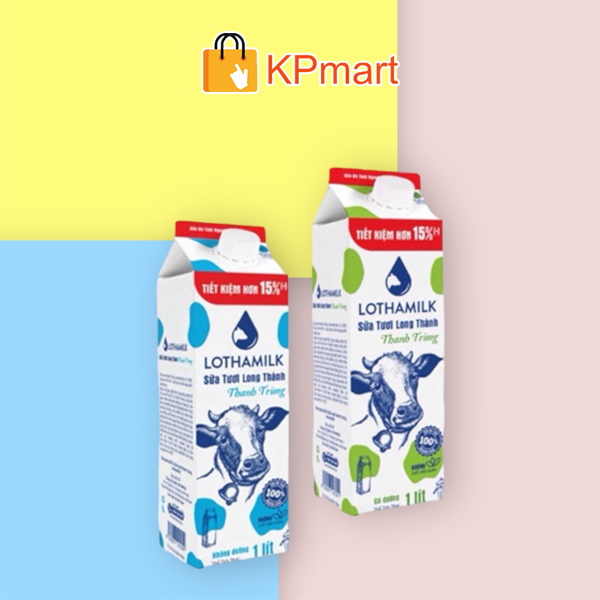 Sữa tươi Long Thành thanh trùng Lothamilk 1L