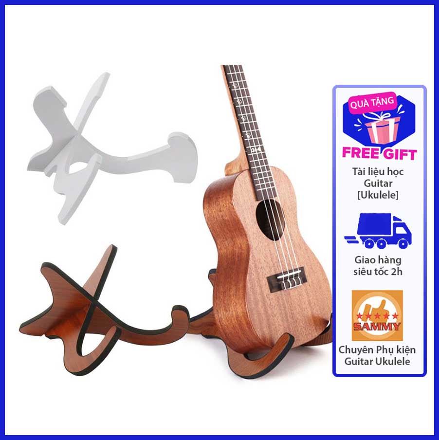 Chân Đàn Ukulele DE85 - Giá đỡ đàn xếp gọn chất liệu Gỗ màu nâu - trắng Sang Lịch Sự | violin, mandolin