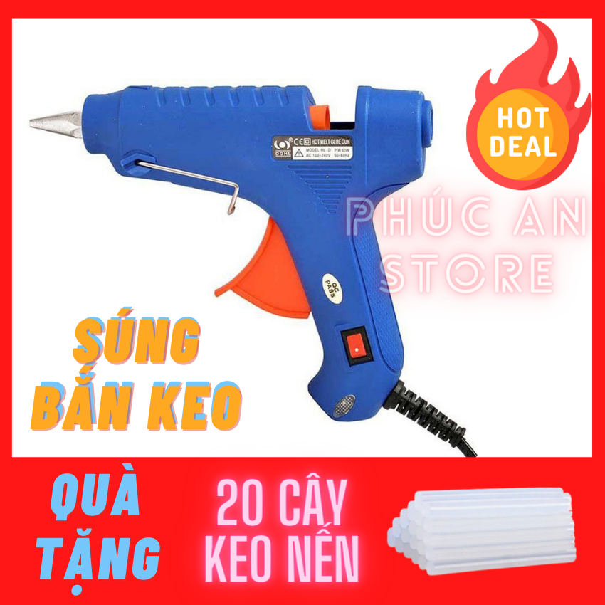 [ BAO GIÁ THỊ TRƯỜNG] SÚNG BẮN KEO 20W NHANH TIỆN GỌN - TẶNG KÈM 20 CÂY KEO NẾN SỬ DỤNG NHANH
