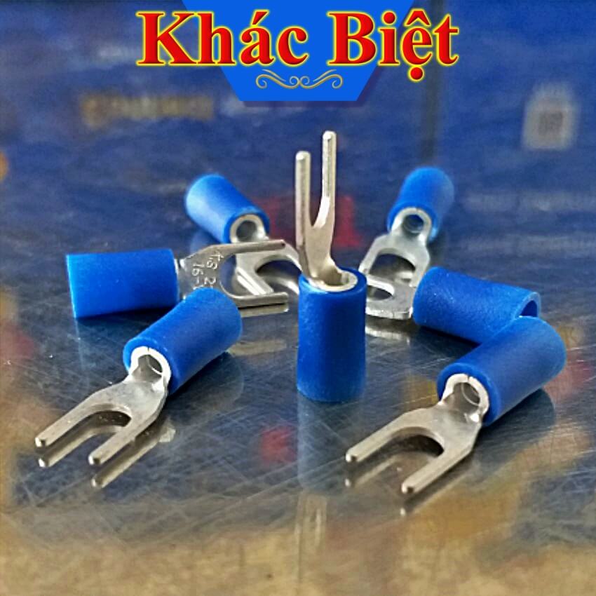  Đầu cos chữ Y bọc nhựa cao cấp KST đầu cốt chĩa bằng đồng bấm nối dây điện mầu xanh đỏ đen 