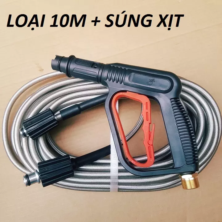 Bộ 10m dây rửa xe và súng xịt - súng rửa xe áp lực cao, dây xịt rửa xe áp lực cao