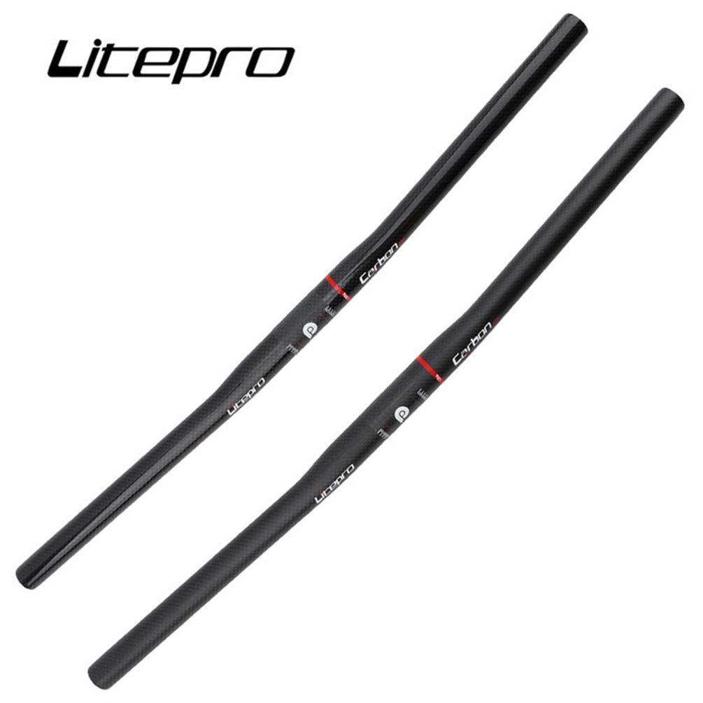 Litepro MTB Full Carbon Fiber Folding Bike Horizontal Handle Bar 25.4*540/580MM One-shaped Ultralight Bicycle Straight Handle