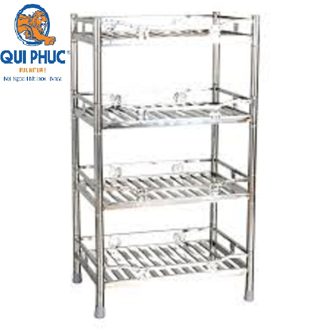 Kệ chén 4 tầng inox hộp vuông 201-Chạn bát 4 tầng