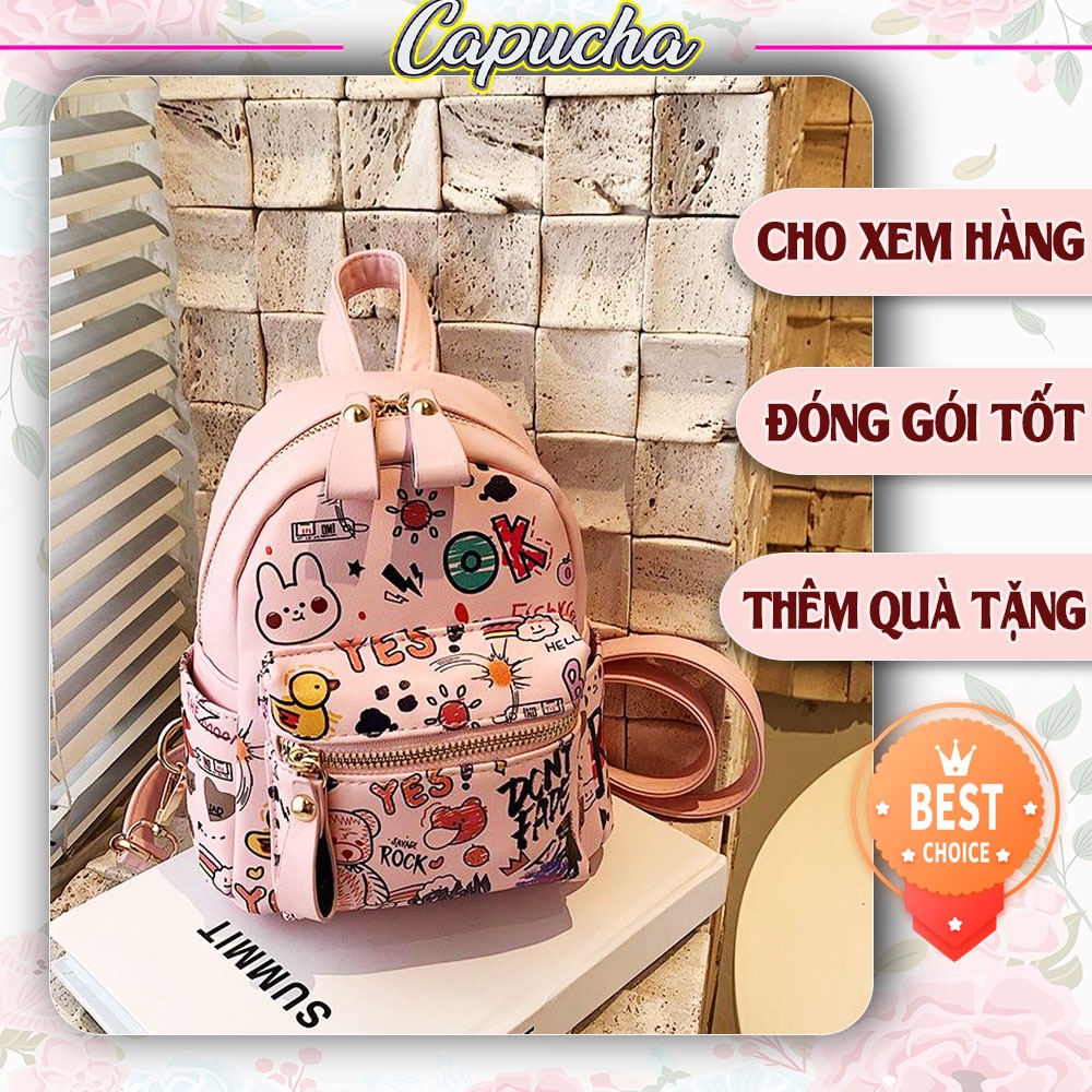 Nhập lazlook11 -15%| ba lô nữ thời trang họa tiết so cute cực kì dễ thương capucha bl10