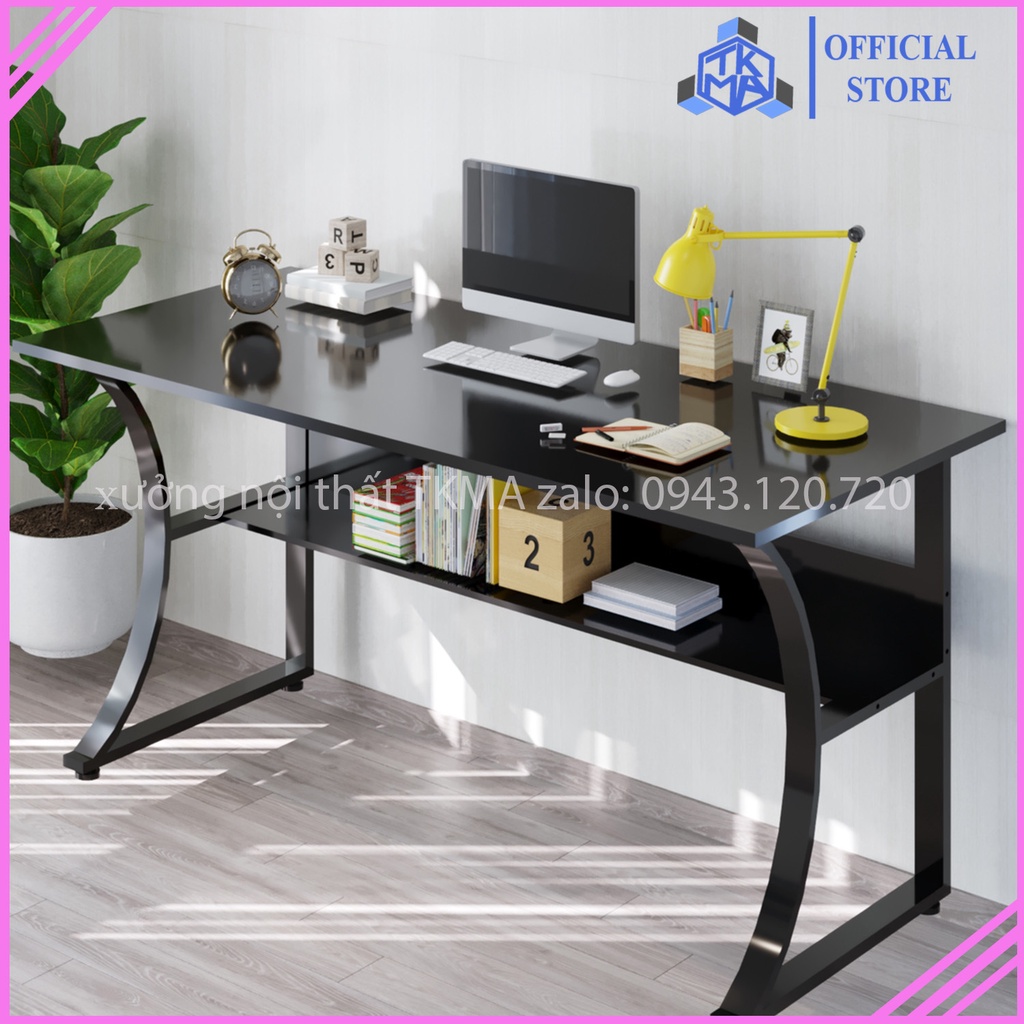 Bàn làm việc văn phòng chữ c kích thước 1m2 có kệ lửng mặt gỗ dầy 1.7ly