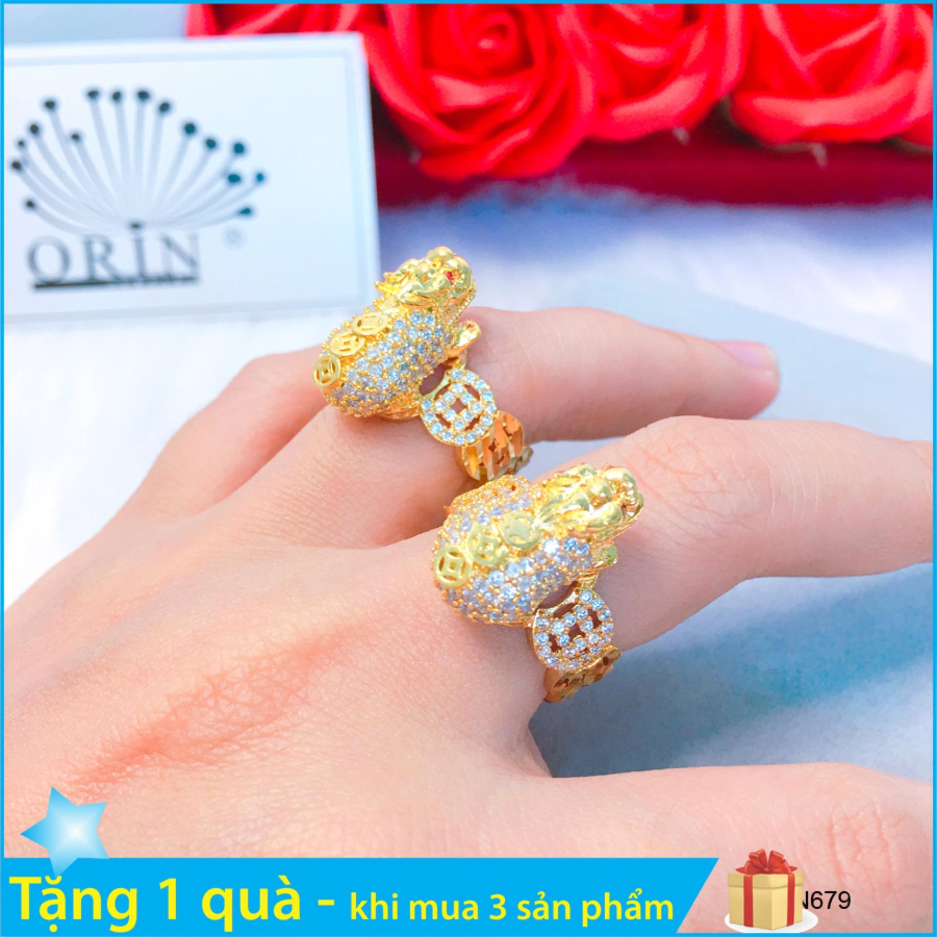 Nhẫn tỳ hưu kim tiền đính đá thiết kế thời trang Orin N679
