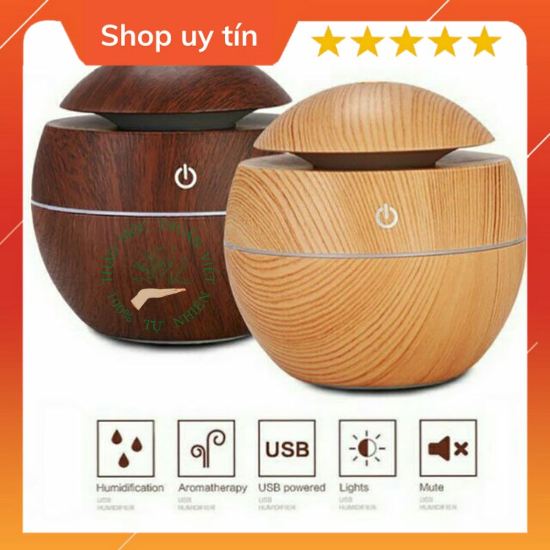 Máy xông tinh dầu vân gỗ, máy khuếch tán tinh dầu mini