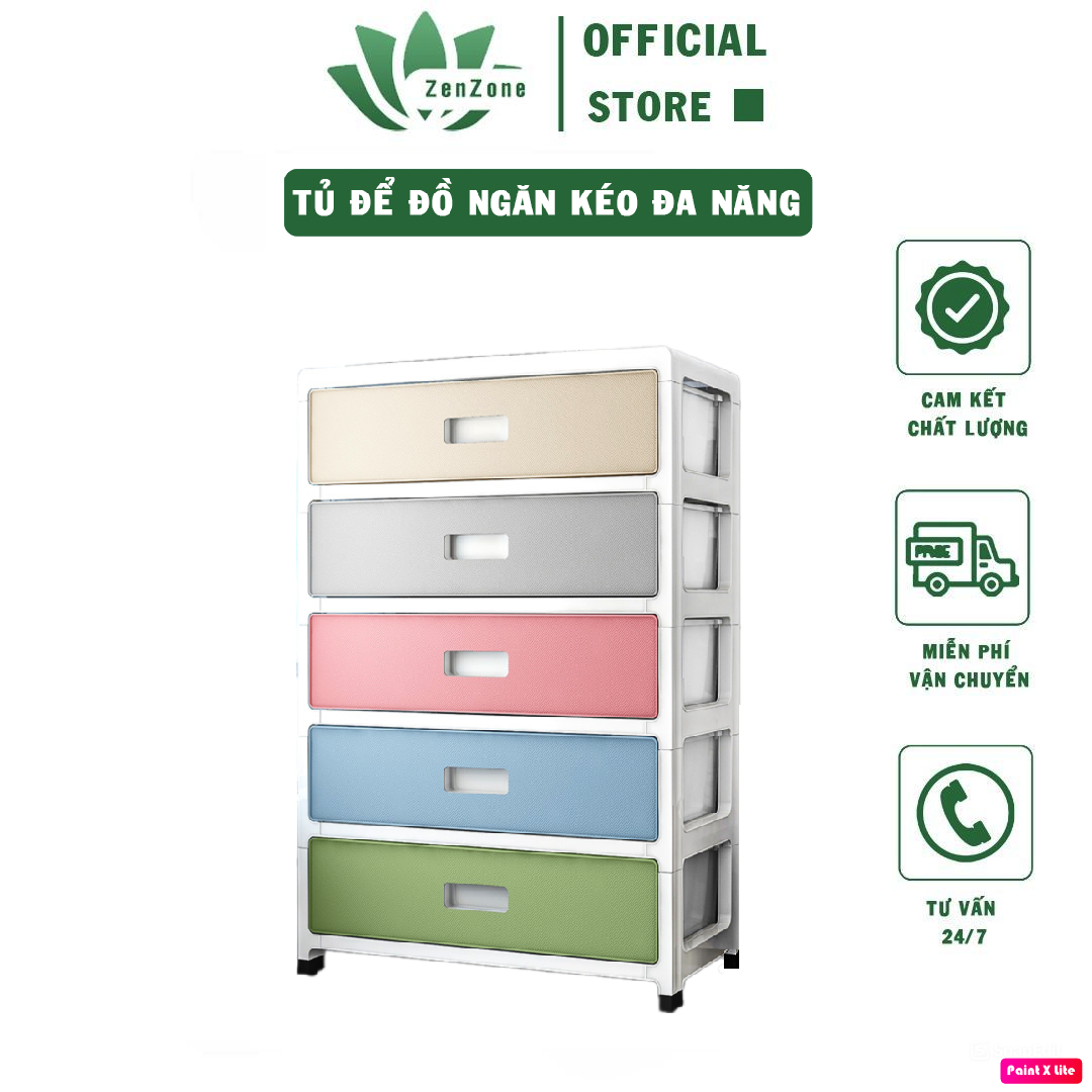 Tủ Nhựa Để Đồ ZENZON 4 5 6 tầng mix màu có ngăn kéo Đa Năng, Kệ Để Đồ Tiện Lợi