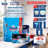 Combo Finish: Viên Rửa Chén Finish Nhật Bản Power Cube 100 Viên + Nước làm bóng Finish 500ml + Muối rửa chén 1kg