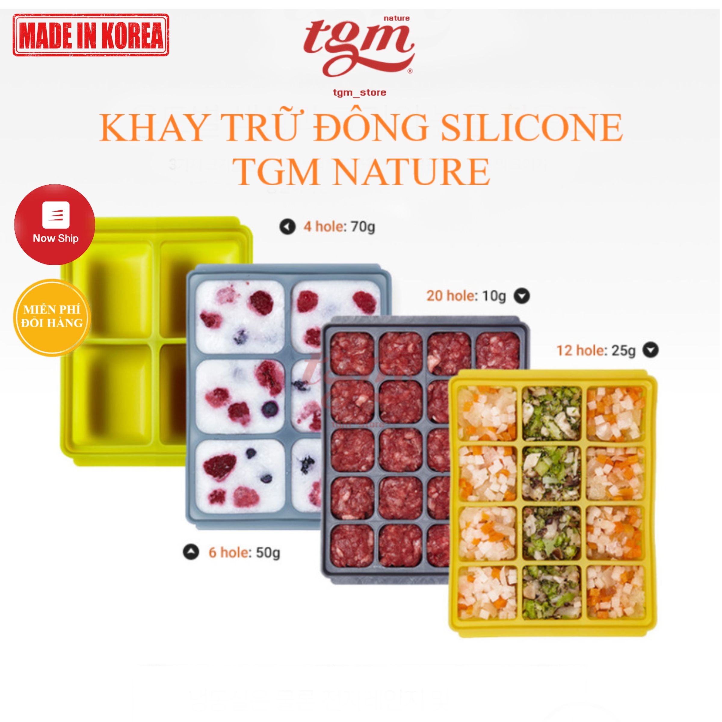 Khay trữ đông silicone có lắp đậy TGM Hàn Quốc, Made in Korea