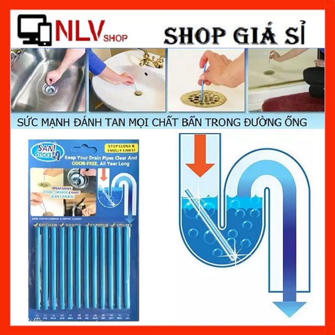[HCM]Vỉ 12 Que Thông Cống Thanh Tẩy Rửa Cống Loại Mới (GIAO MÀU NGẪU NHIÊN )