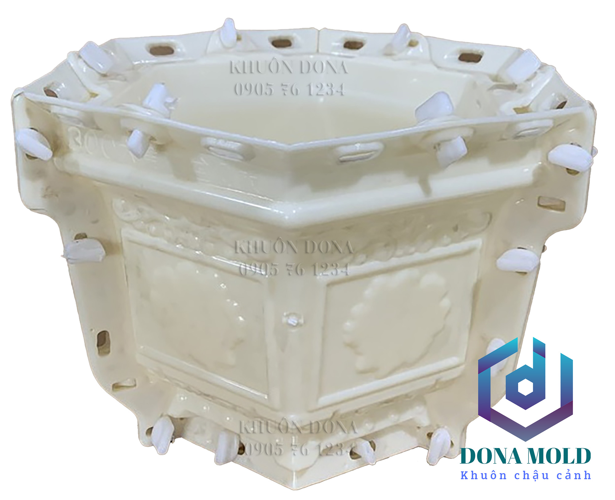Khuôn Đúc Chậu Lục Giác 30 cm cao 23 cm Mẫu ( không đôn). Khuôn Đúc Chậu Cảnh Nhựa ABS cao cấp