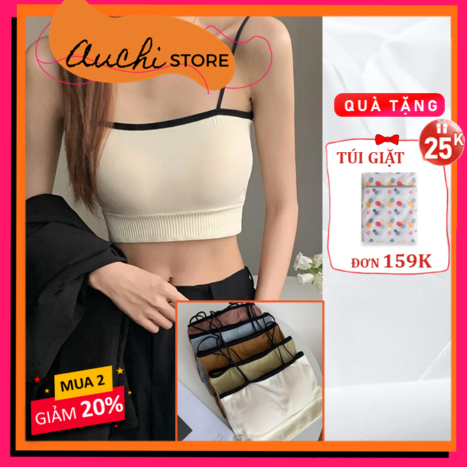 [MUA 2 GIẢM 20%] Áo Bra Hai Dây Croptop Tăm Gân Nhỏ Màu Sắc Retro - Áo Nữ Cotton Gân Mút Ngực Siêu Nhẹ Tháo Rời Thoáng Mát Đơn Giản Năng Động Phù Hợp Mọi Phong Cách Năng Động Trẻ Trung Đơn Giản - Vòng 1 Dưới 90c