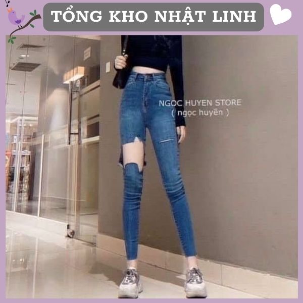 Quần jean nữ bò cao cấp ôm cạp cao body rách hottrend 2022 nhật linh - q445