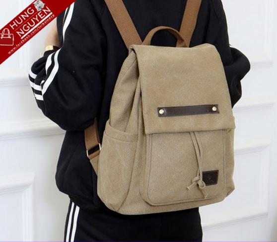 Ba lô vải bố Canvas cao cấp nữ thời trang Hàn Quốc 2019