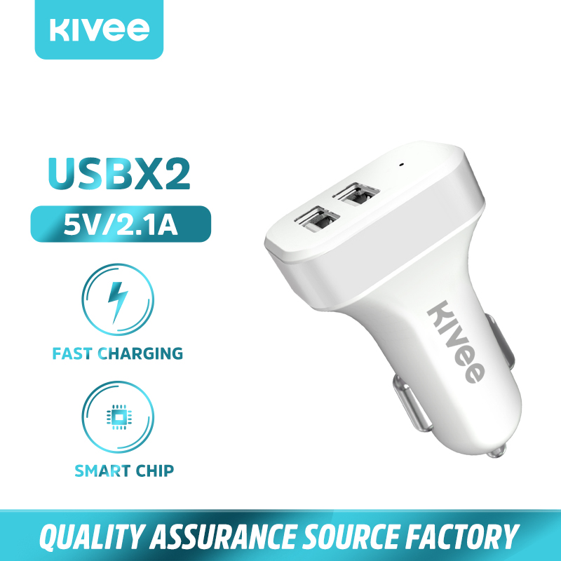 KIVEE UT501 Sạc trên xe hơi Bộ sạc ô tô Sạc nhanh 2 USB cho Samsung Iphone Ios Android