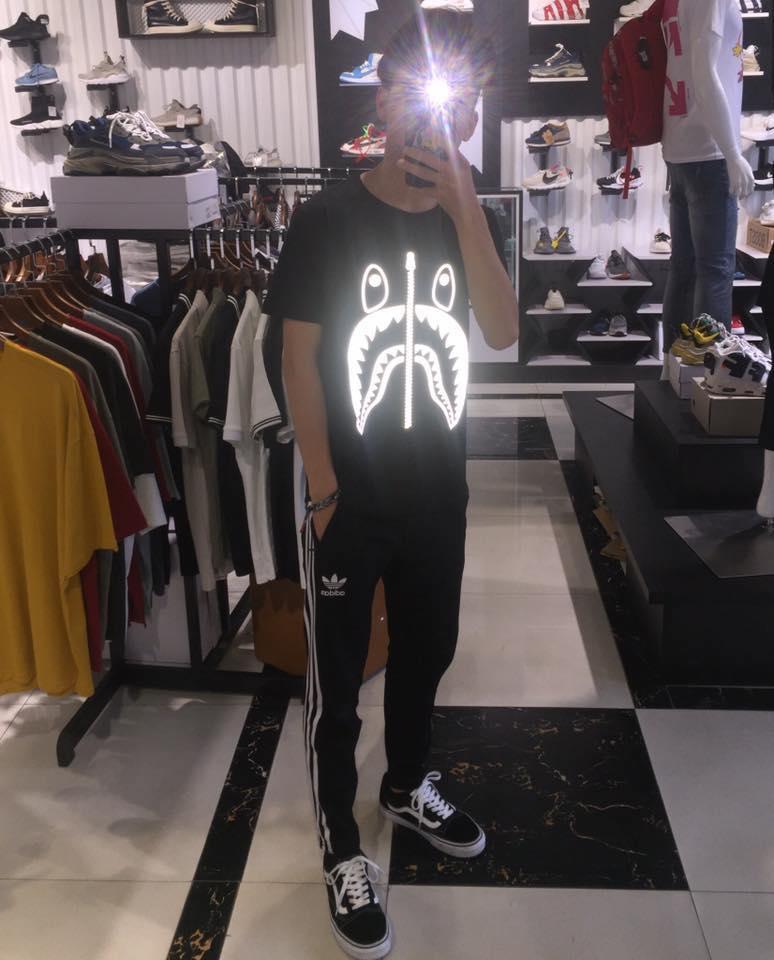 Áo Bape Phản Quang - Tee Bape Zipper Reflective - Áo cá mập phát sáng Unisex - Oversize BAPE Shark dạ quang