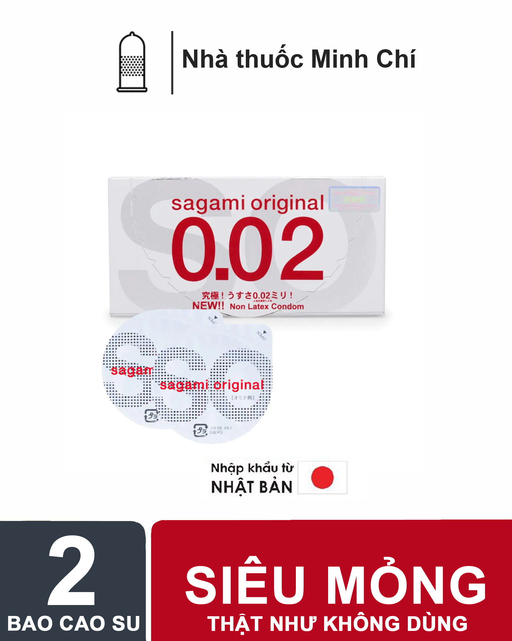 BAO CAO SU SAGAMI ORIGINAL 0.02 MỎNG NHẤT THẾ GIỚI ( hộp 2c) 4.8
