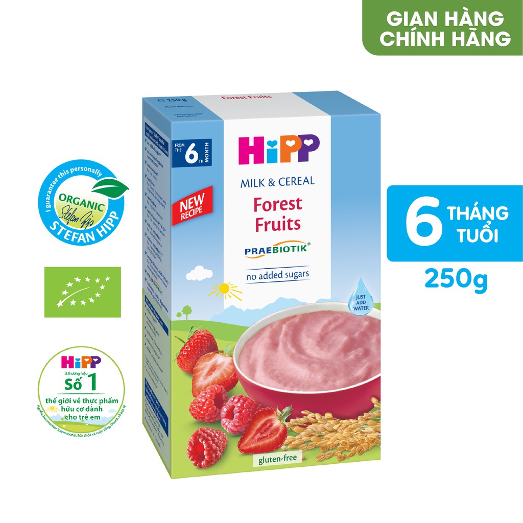 Bột Ăn Dặm Dinh Dưỡng Sữa, Hoa quả rừng HiPP Organic 250g. babyme