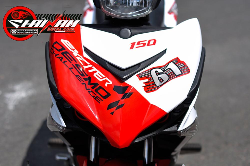 Tem trùm exciter 150 trắng đỏ eneos