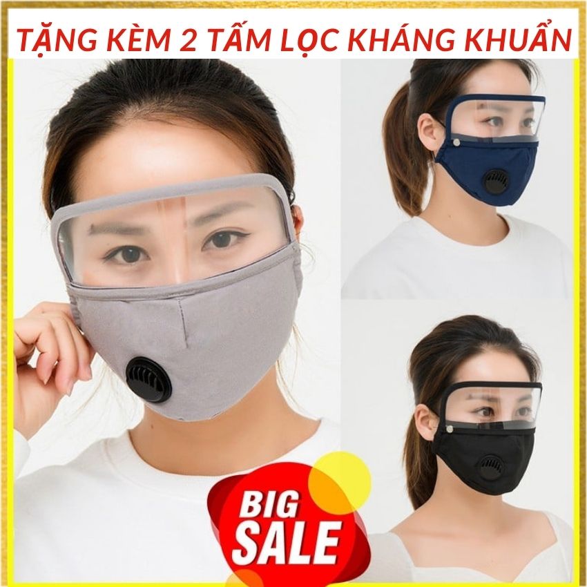 Khẩu Trang Vải Có Kính Bảo Hộ, Kính Bảo Hộ Chống Dịch, Chống Giọt Bắn, Chống Gió Bụi, Thoáng Khí, Dễ Chịu, Kháng Khuẩn Vượt Trội, Có Thể Giặt Được Nhiều Lần(Salem Shop)