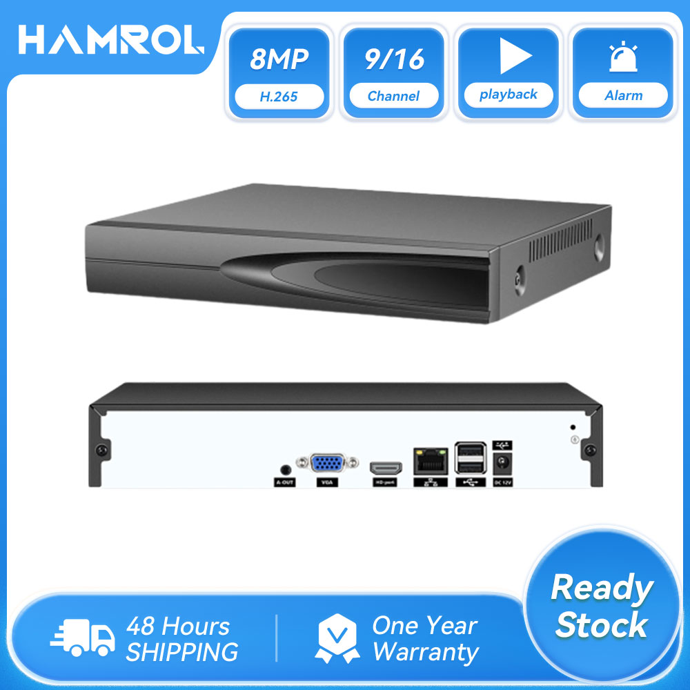 [Hot Deal][Đầu ghi hình Hamrol] Đầu ghi hình NVR Max 4K 8MP 9CH 16CH H.265 Đầu ghi độ phân giải 5MP 4MP 3MP 2MP Đầu ra chuyển động tích hợp đầu ghi Vỏ Kim loại đen