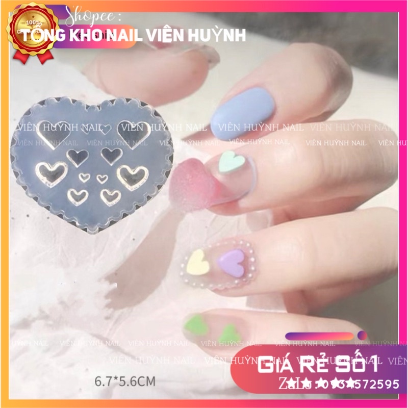 Khuôn trái tim nail khuôn silicon khuôn làm charm gắn móng