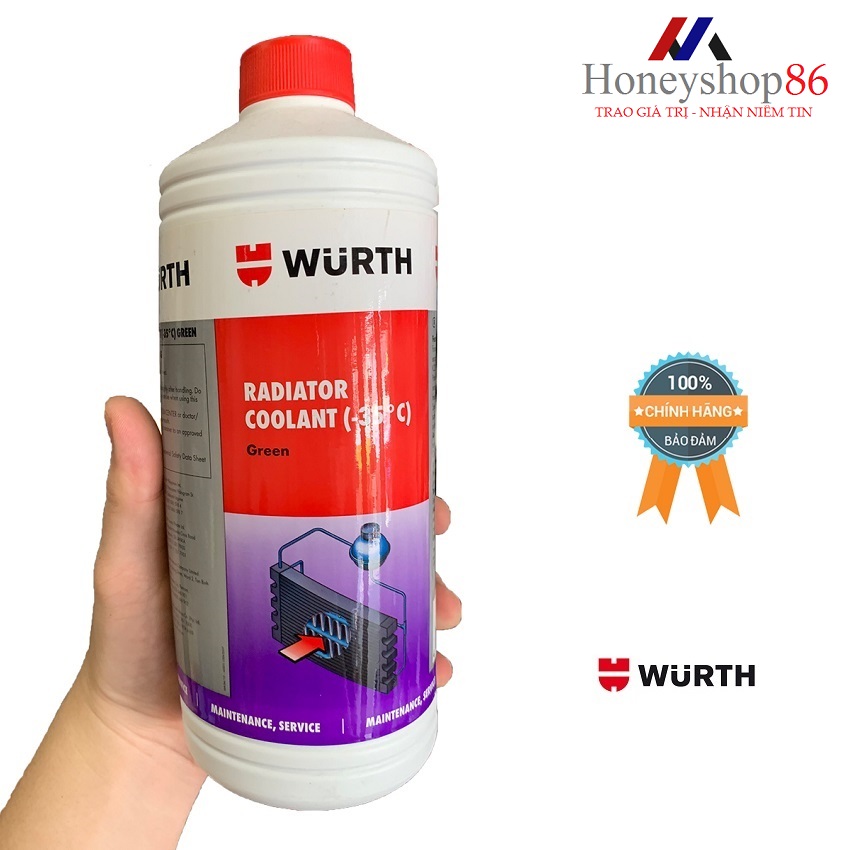 Nước làm mát đỏ động cơ Wurth Radiator Coolant 0892350001 loại pha sẵn 1 lít HONEYSHOP86